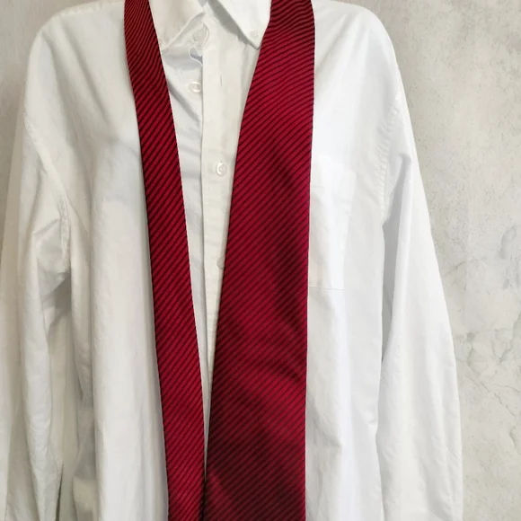 Lavin Men's Silk Necktie Tie Made In Italy Formal Red Striped Handsewn - Picture 10 of 10